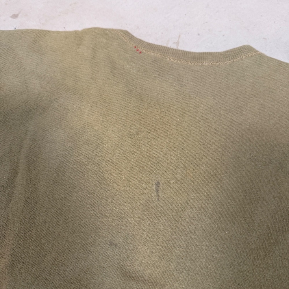 Vintage 1940s Military Long Sleeve Undershirt Olive Drab wool Crew Neck WWII - Picture 6 of 7